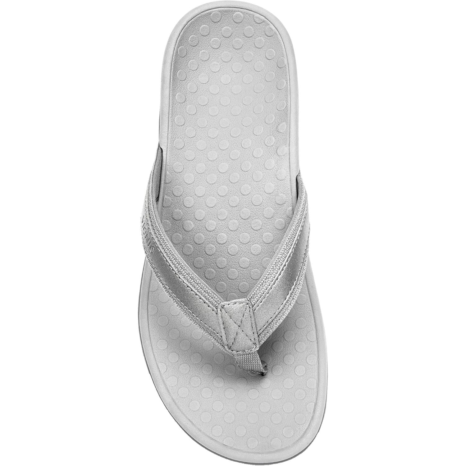 Vionic Tide II Women's Toe Post Sandals Pewter Metallic Leather