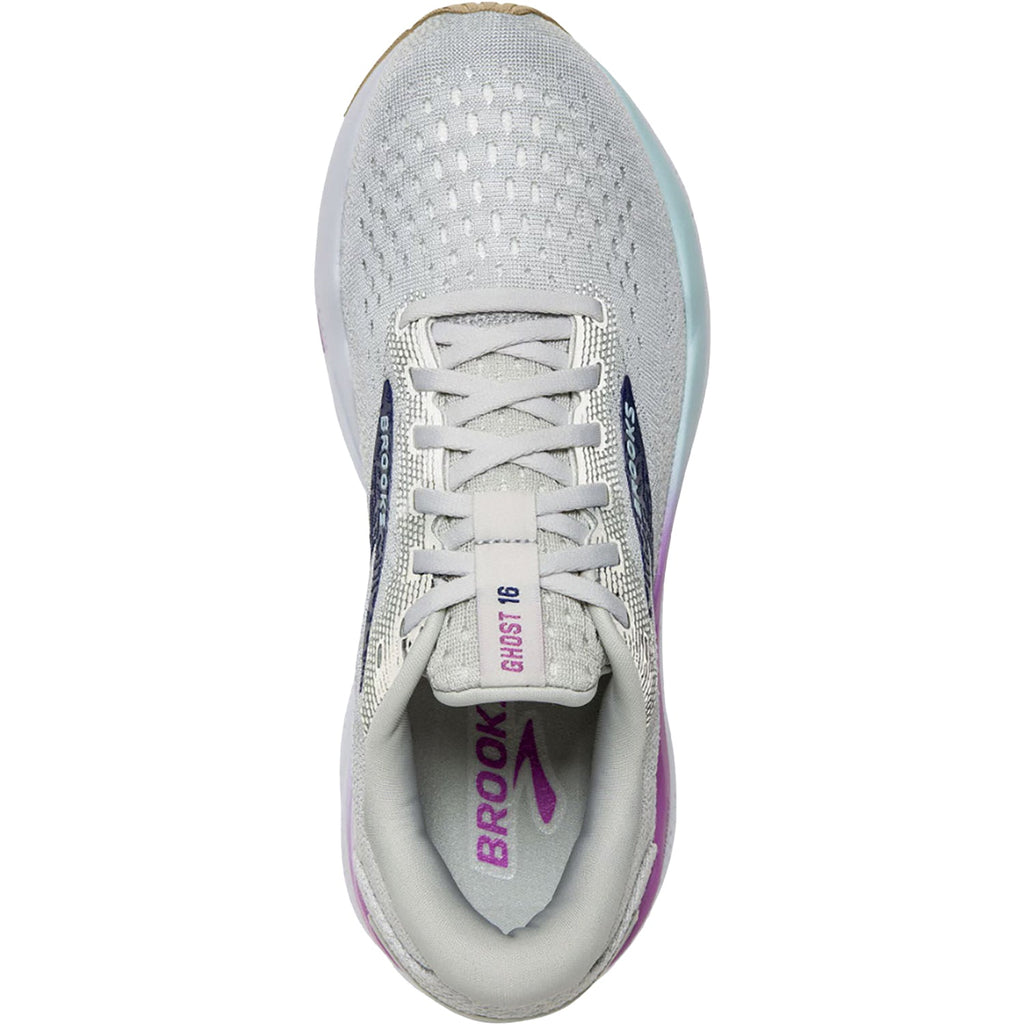 Brooks Ghost 16 (Neutral Support) Women's Athletic Shoes White/Grey/Estate Blue Mesh