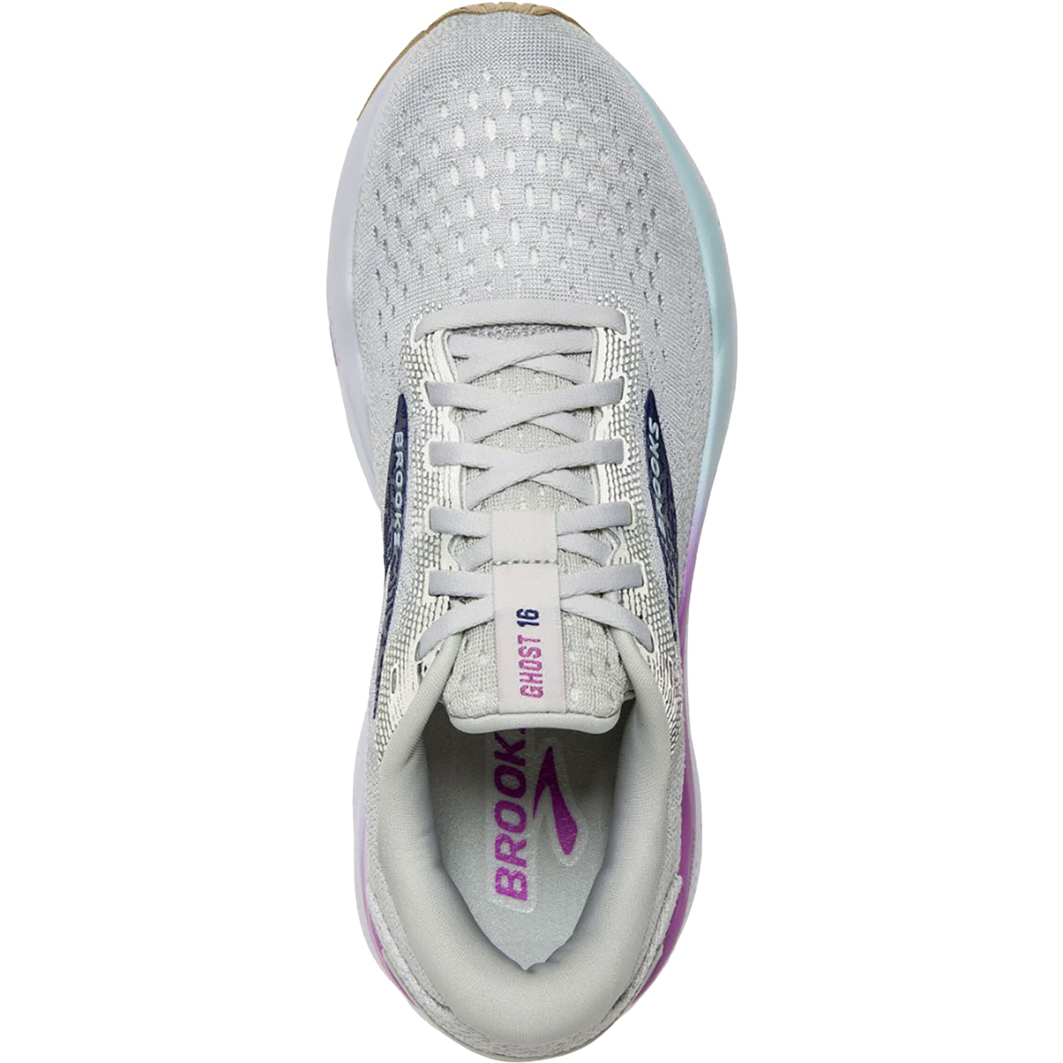 Brooks Ghost 16 (Neutral Support) Women's Athletic Shoes White/Grey/Estate Blue Mesh