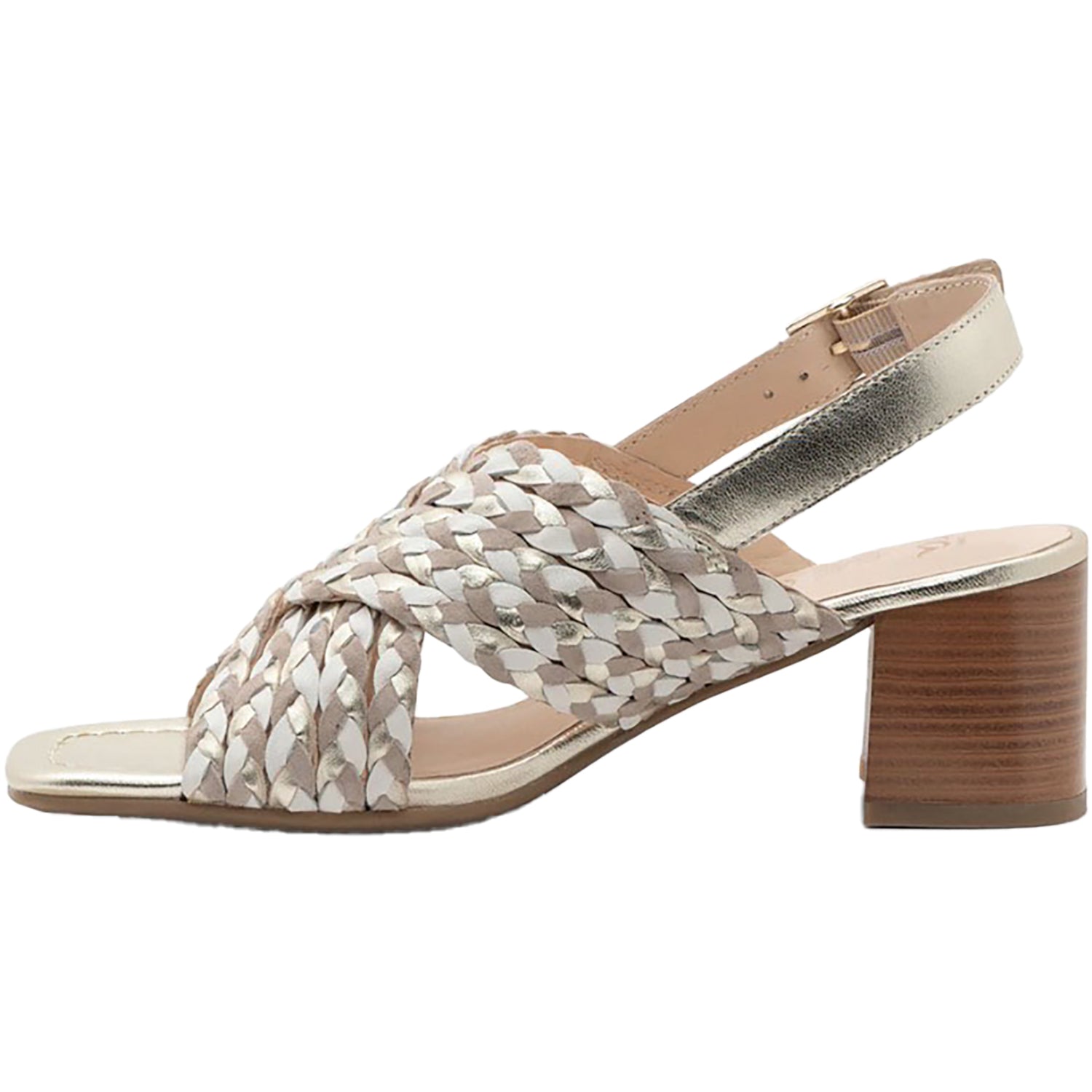 Ara Benson Women's Dress Sandals Cream Metallic Multi Leather