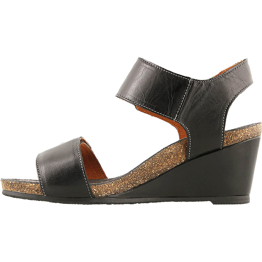Taos Carousel 3 Women's Wedge Heel Sandals Black Leather