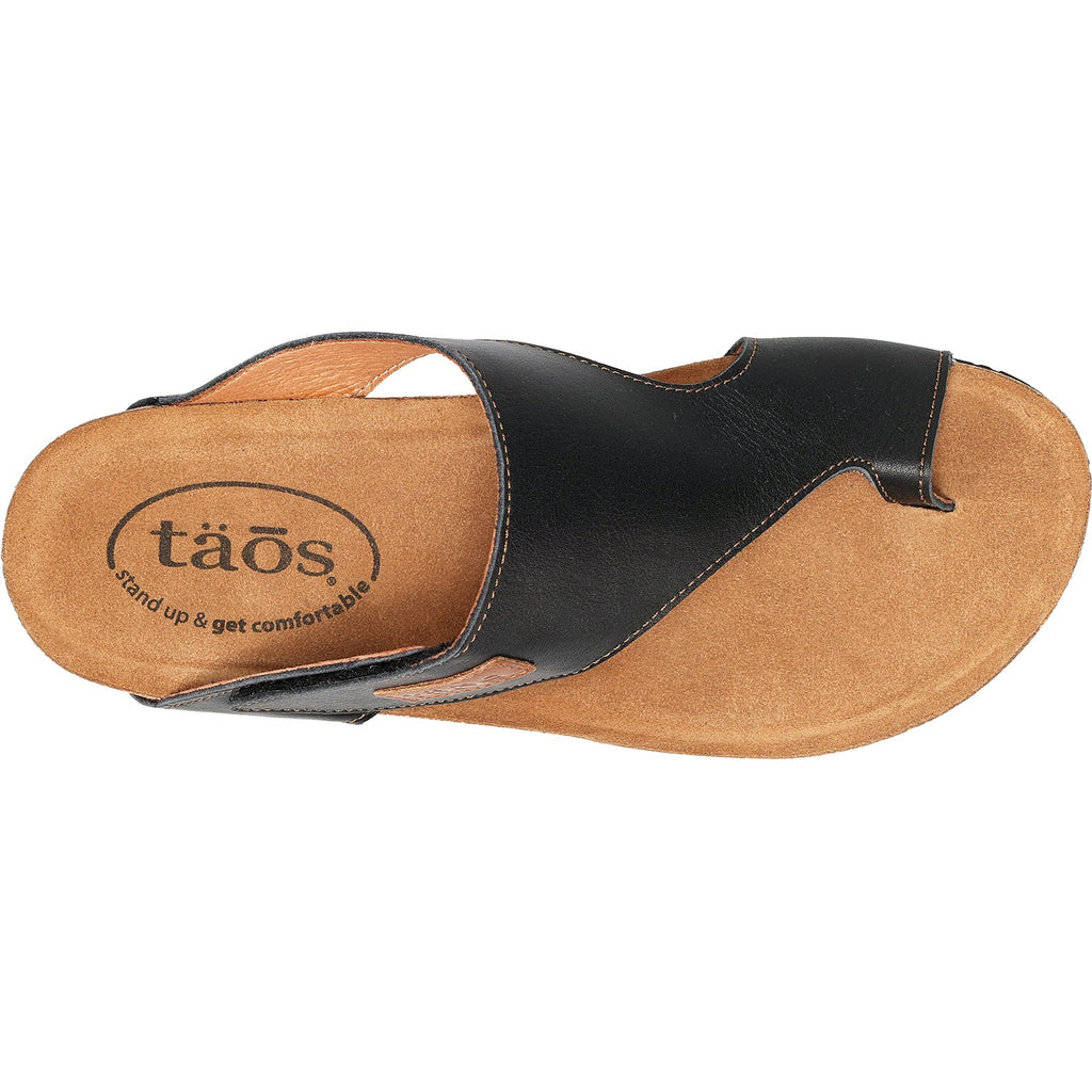 Taos Loop Women's Thong Sandals Black Leather