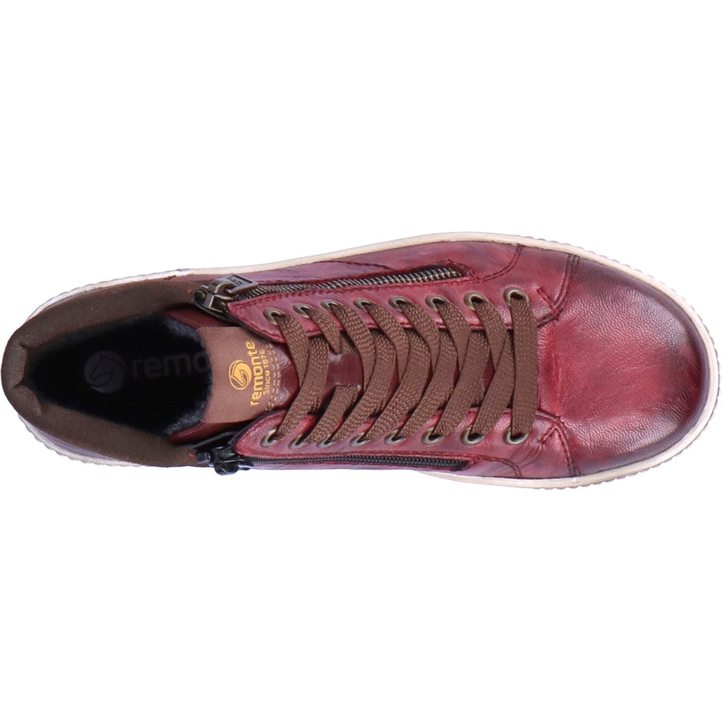Remonte D0772-35 Maditta 72 Women's High Top Sneakers Chianti/Moro/Burgundy Leather