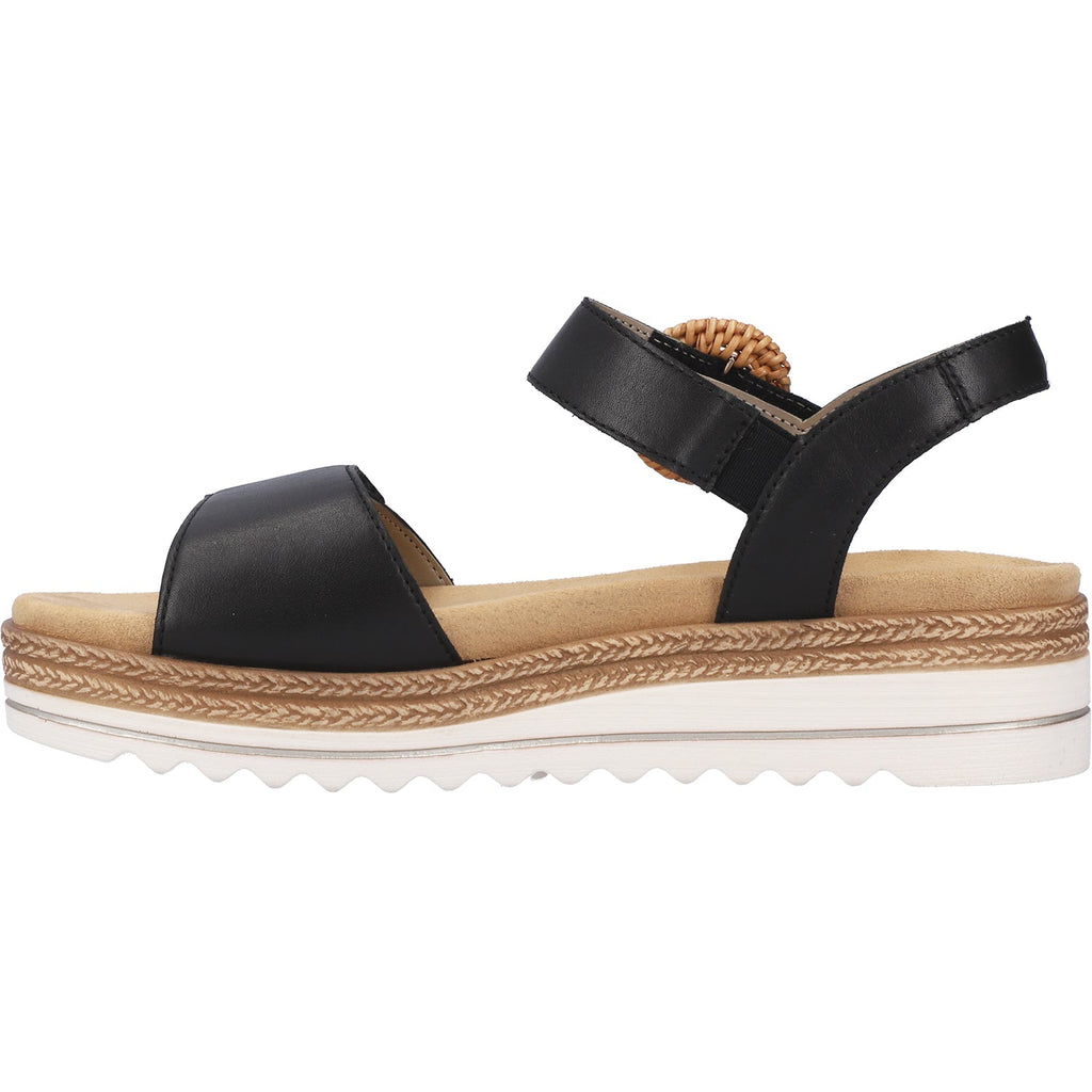 Remonte D0Q52-00 Jocelyn 52 Women's Platform Sandals Black Leather