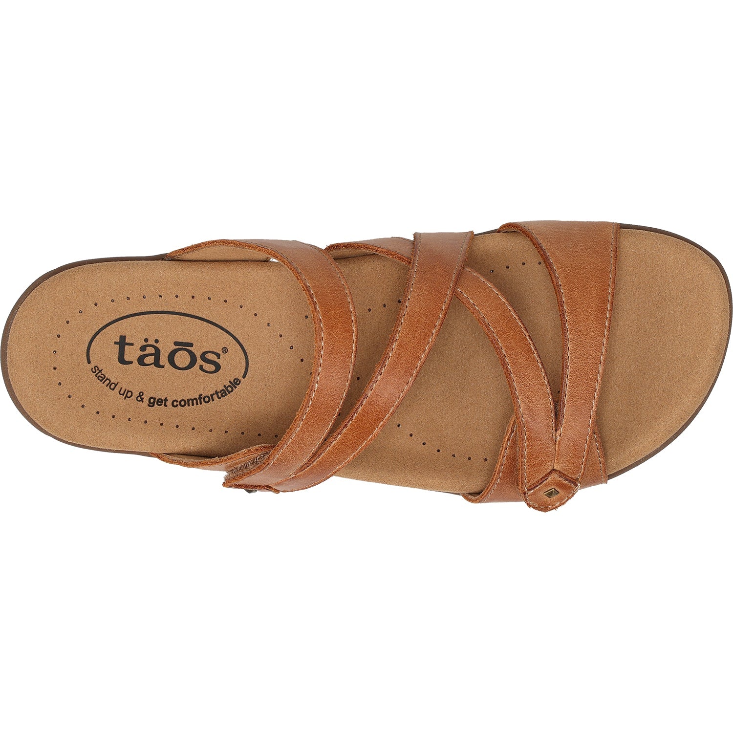 Taos Double U Women's Slide Sandals Caramel Leather