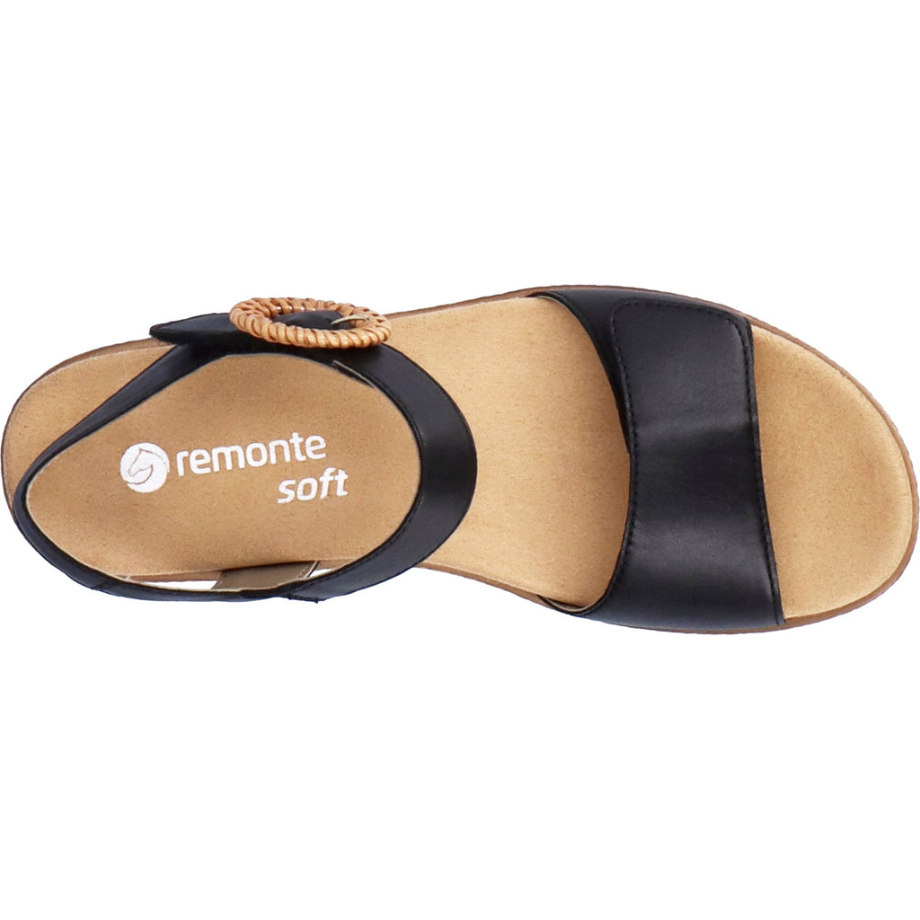 Remonte D0Q52-00 Jocelyn 52 Women's Platform Sandals Black Leather