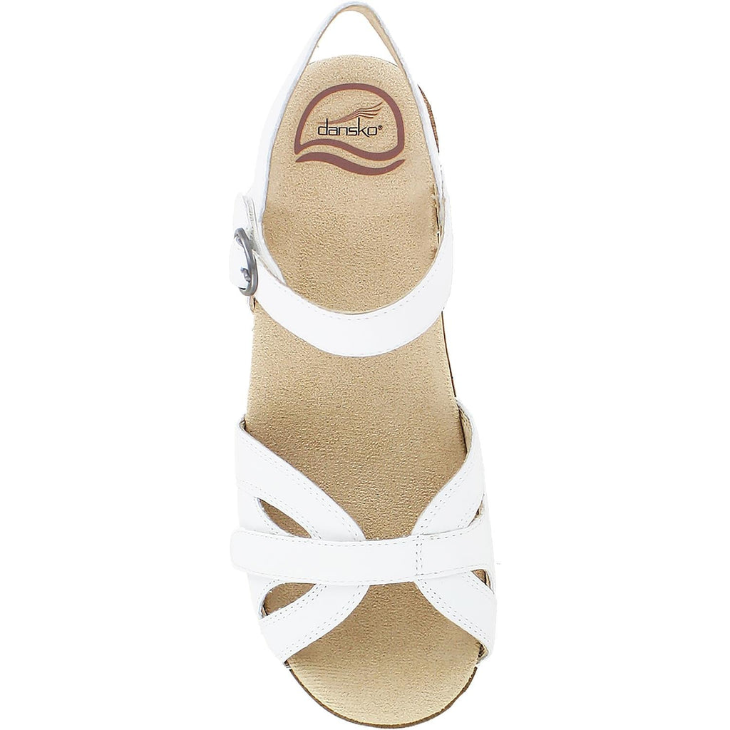 Dansko Season Women's Ankle Strap Sandals White Full Grain Leather