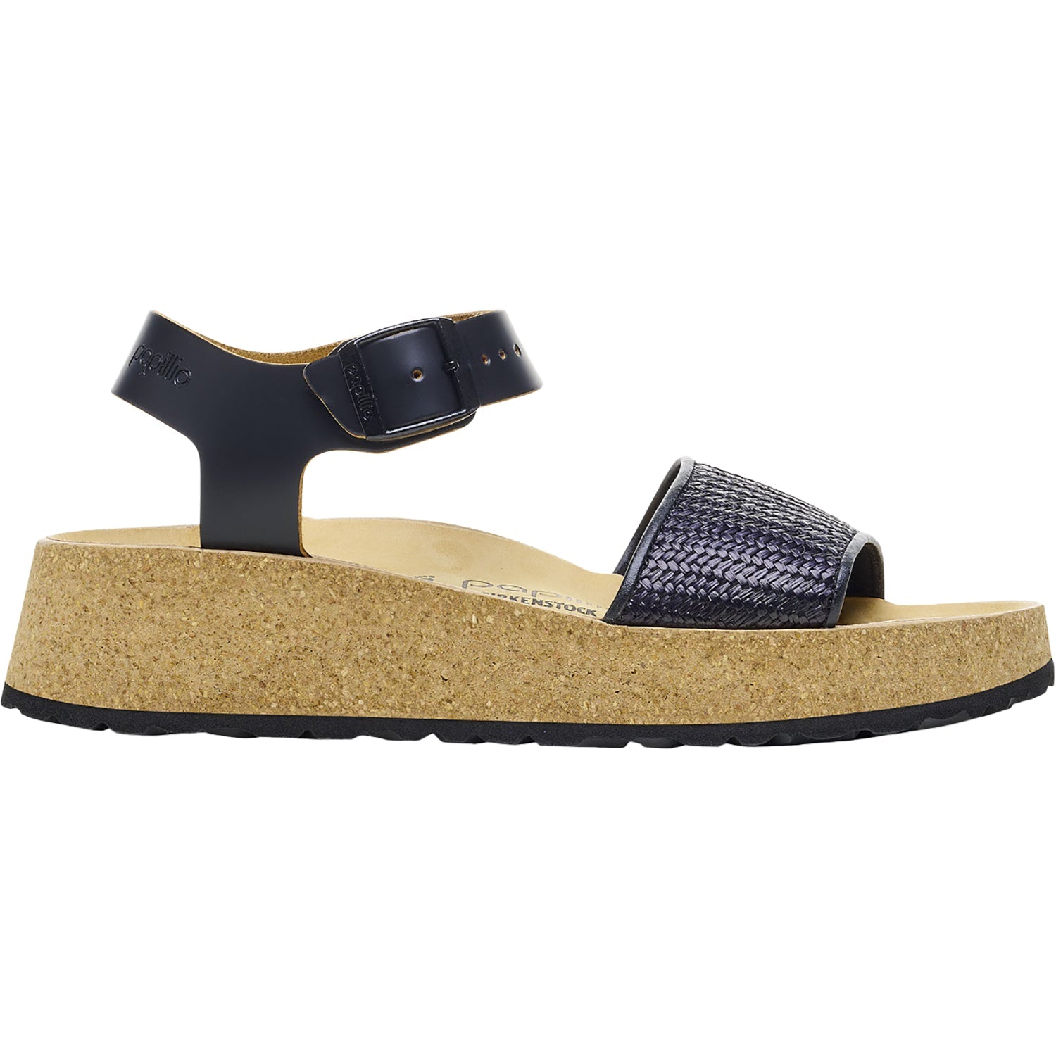 Birkenstock Papillio Glenda Women's Wedge Heel Sandals Black/Raffia Leather