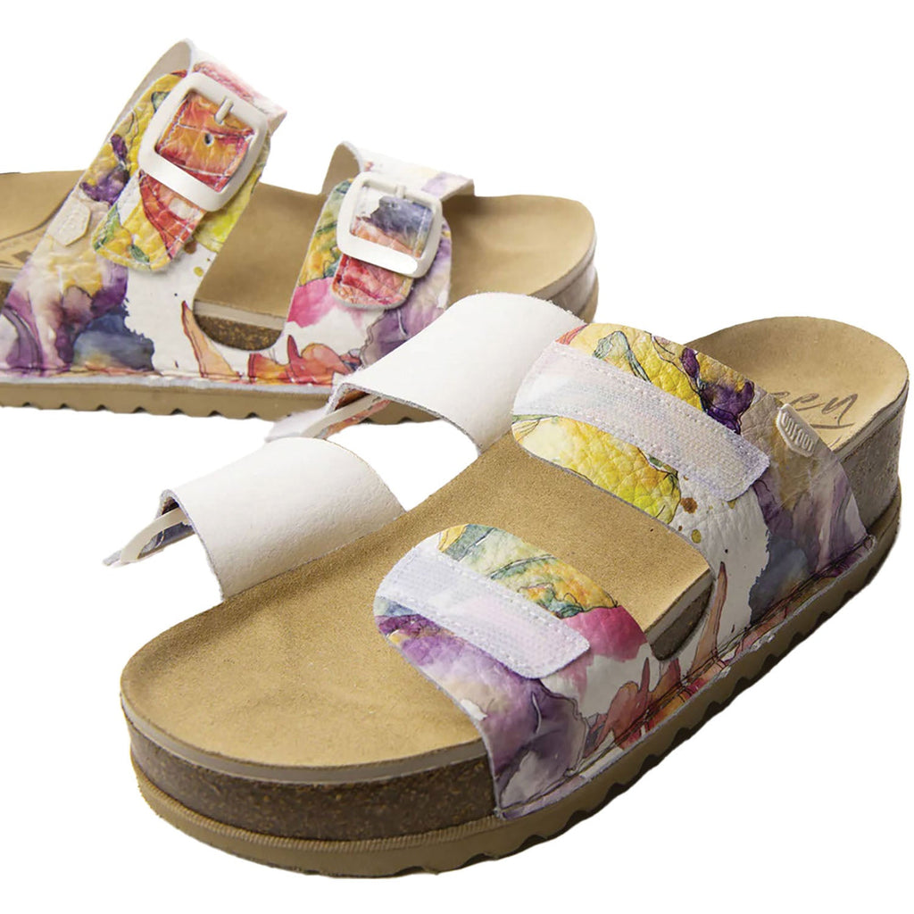 On Foot 1110 Aurora Women's Wedge Sandals Flowers Leather