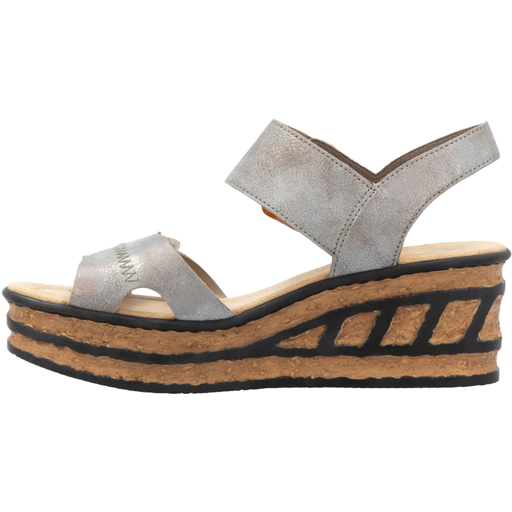 Rieker 68176-40 Women's Wedge Sandals Grey/Cayenne Synthetic