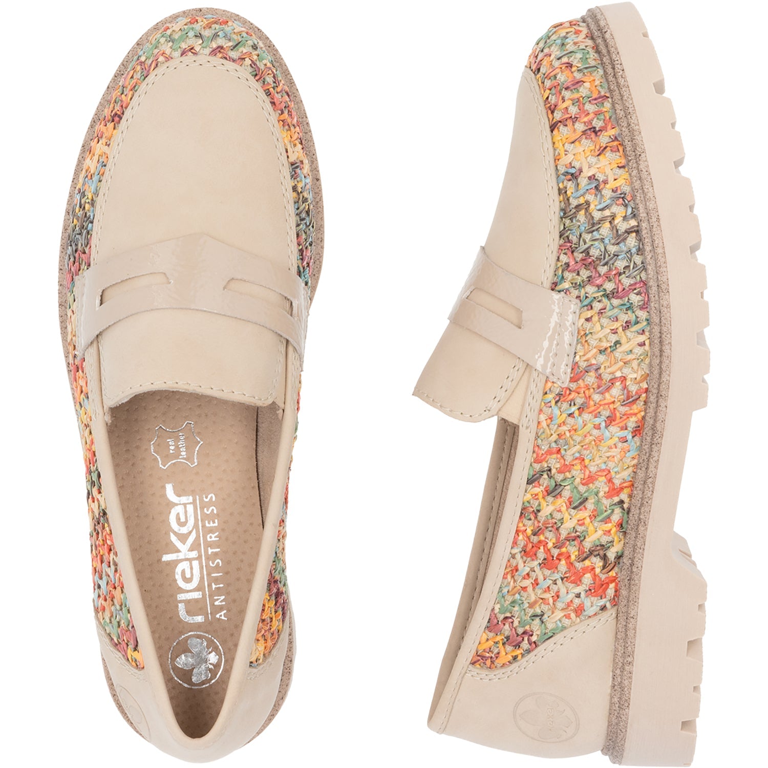 Rieker 45562-90 Gitta 62 Women's Slip Ons Traditional Perle Vegan/Patent Multi Woven