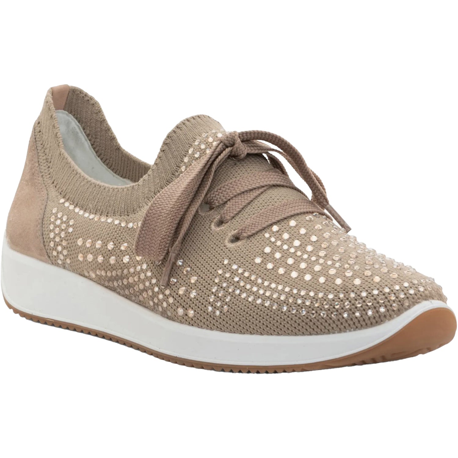 Ara Lisbon Lace Wovenstretch With Sparkle Women's Athletic Athleisure Shoes Lace Up Shoes Sand