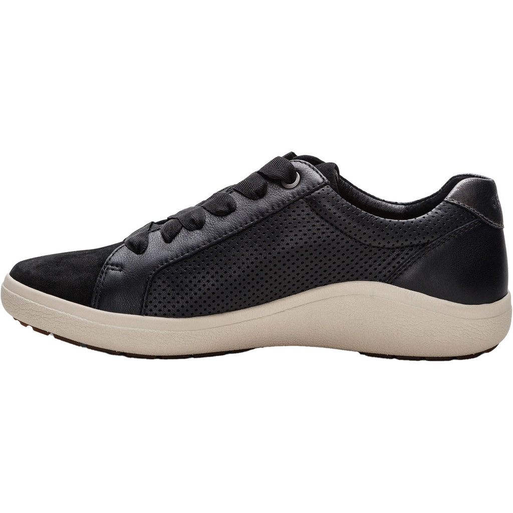 Aetrex Courtney Women's Sporty Lace Up Shoes Black Perf Leather/Suede