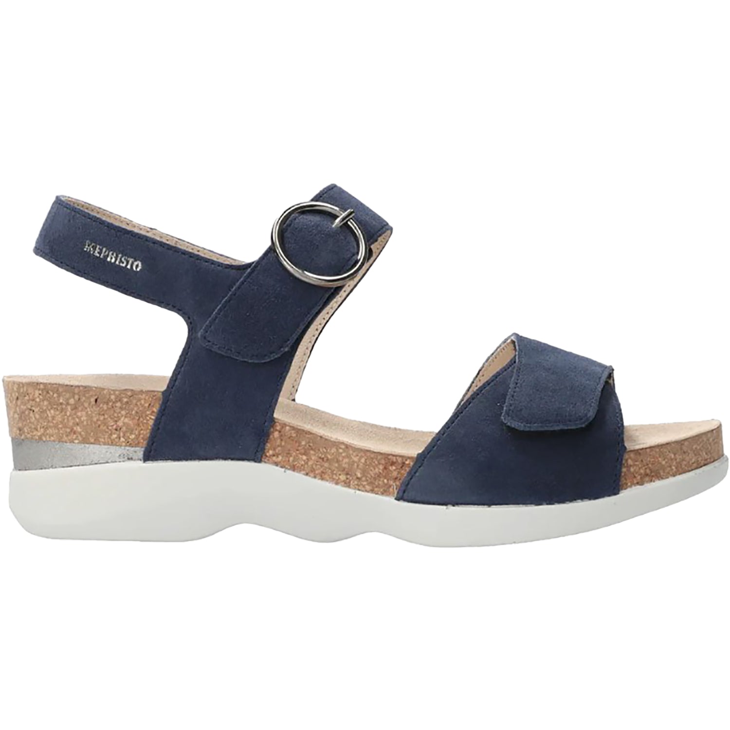 Mephisto Oriana Women's Wedge Sandals Midnight Blue Velvet Leather