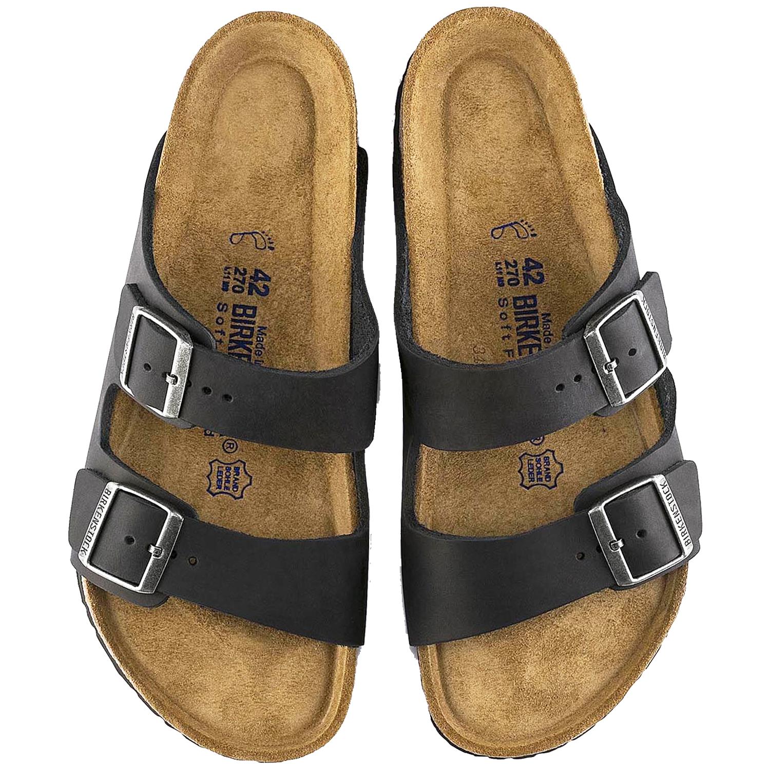 Birkenstock Arizona Soft Footbed Unisex Slide Sandals Black Oiled Leather