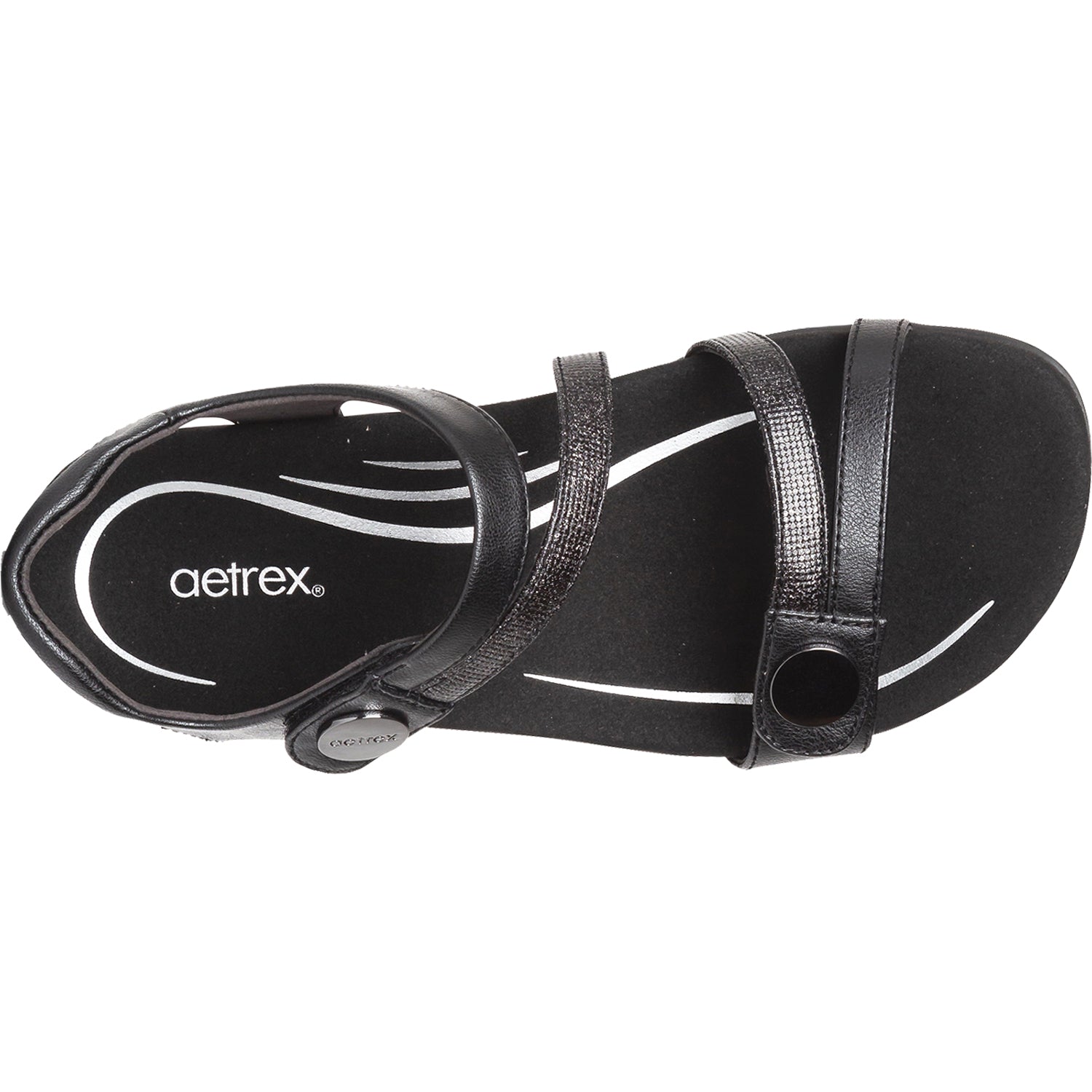 Aetrex Jess Women's Quarter Strap Sandals Black Synthetic