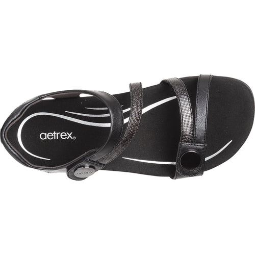 Aetrex Jess Women's Quarter Strap Sandals Black Synthetic