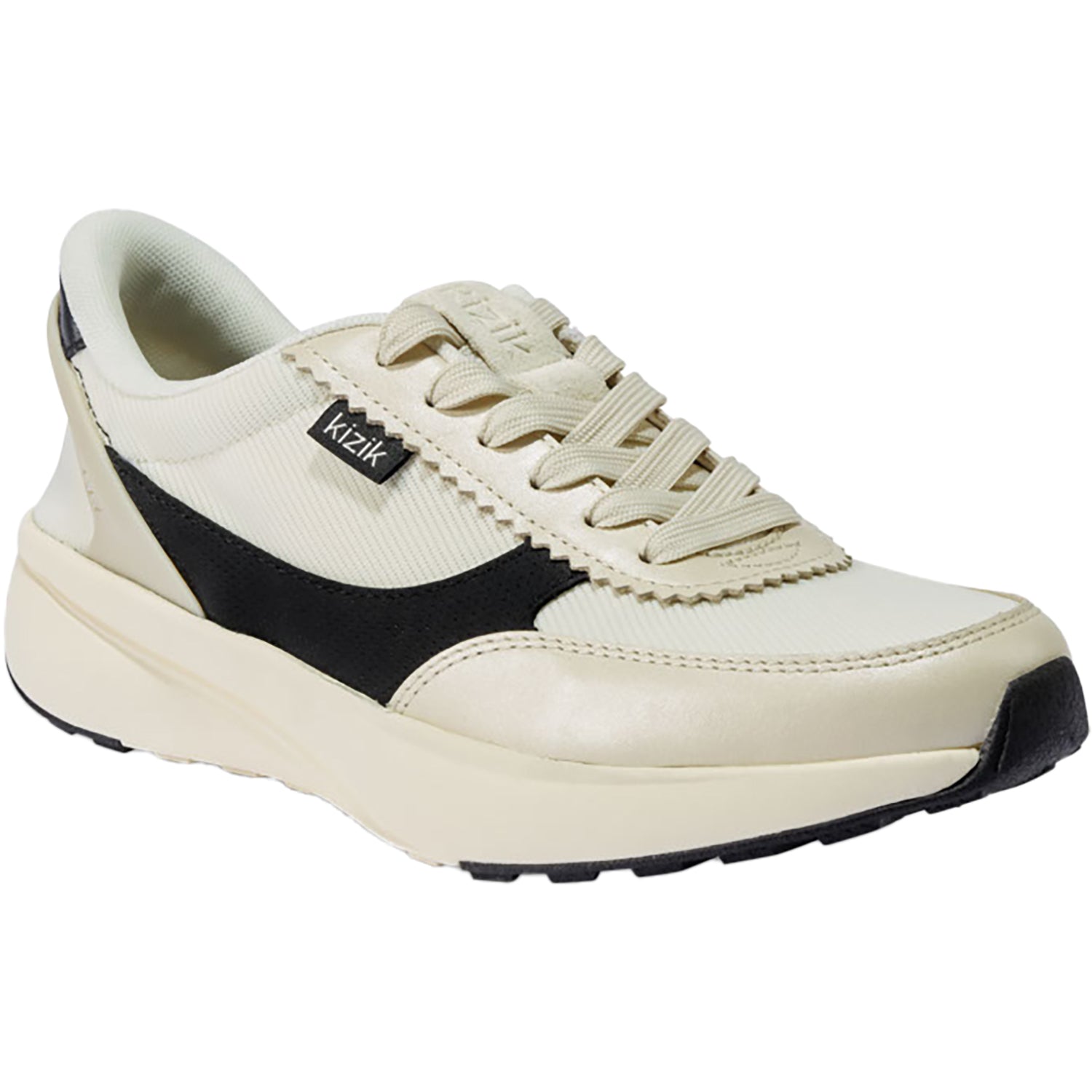 KIZIK Paris Women's Athletic Shoes Pristine/Black Leather