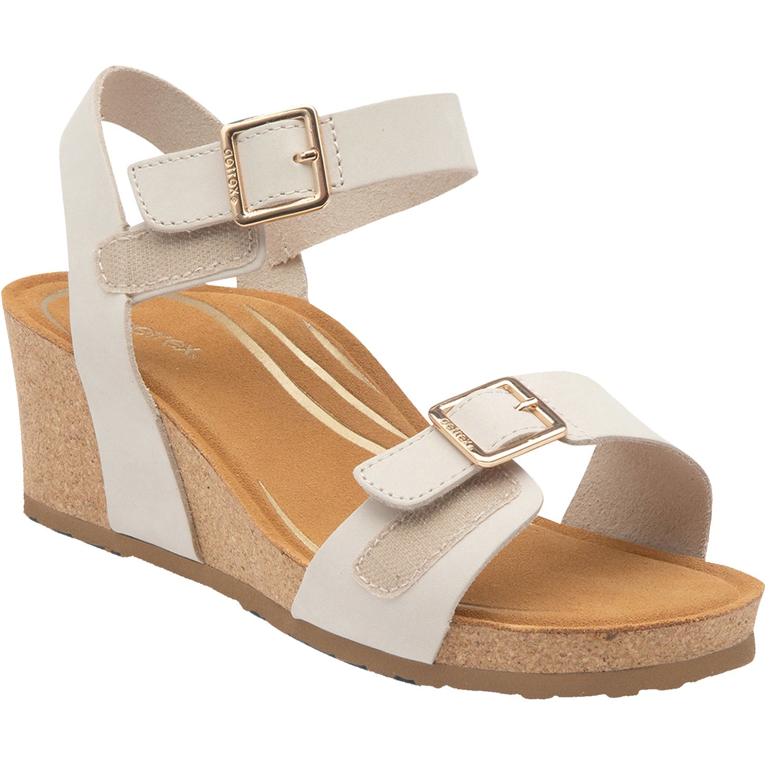 Aetrex Lexa Women's Wedge Heel Sandals Ivory Leather