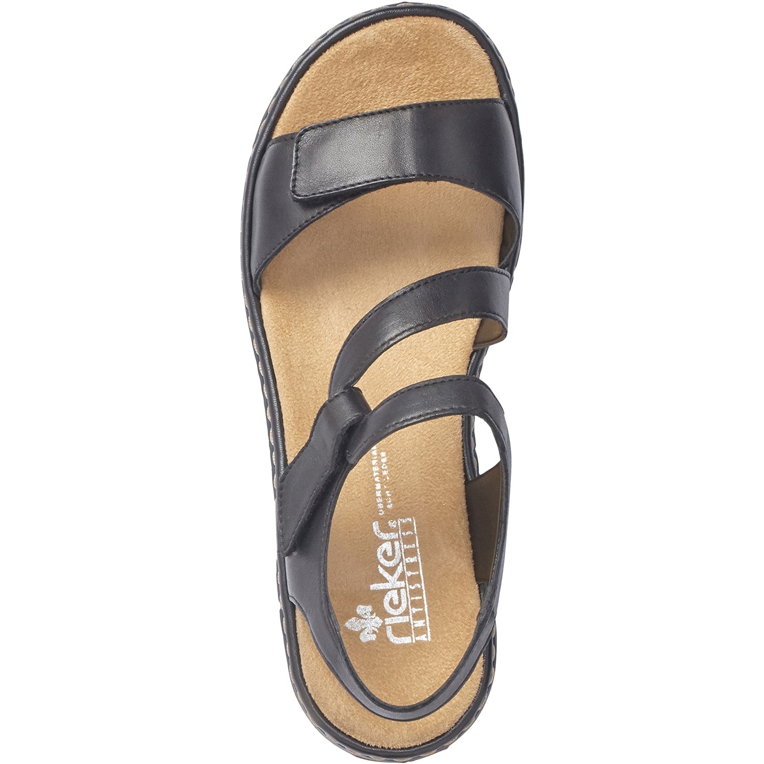 Rieker 659C7-00 Regina Women's Sandals Black Leather
