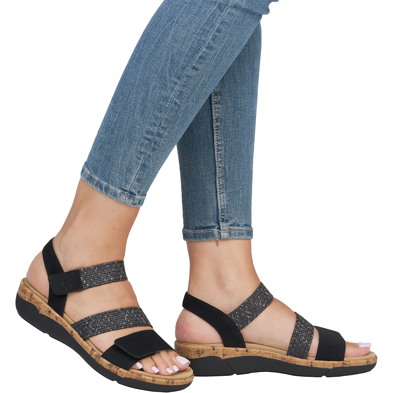 Remonte R6861-02 Women's Sandals Black Woven Stretch