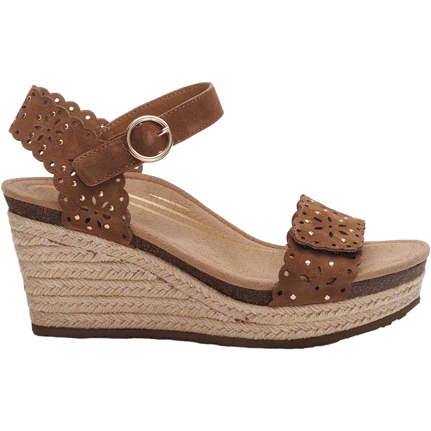 Aetrex Sydney Women's Wedge Sandals Scotch Cutout Suede