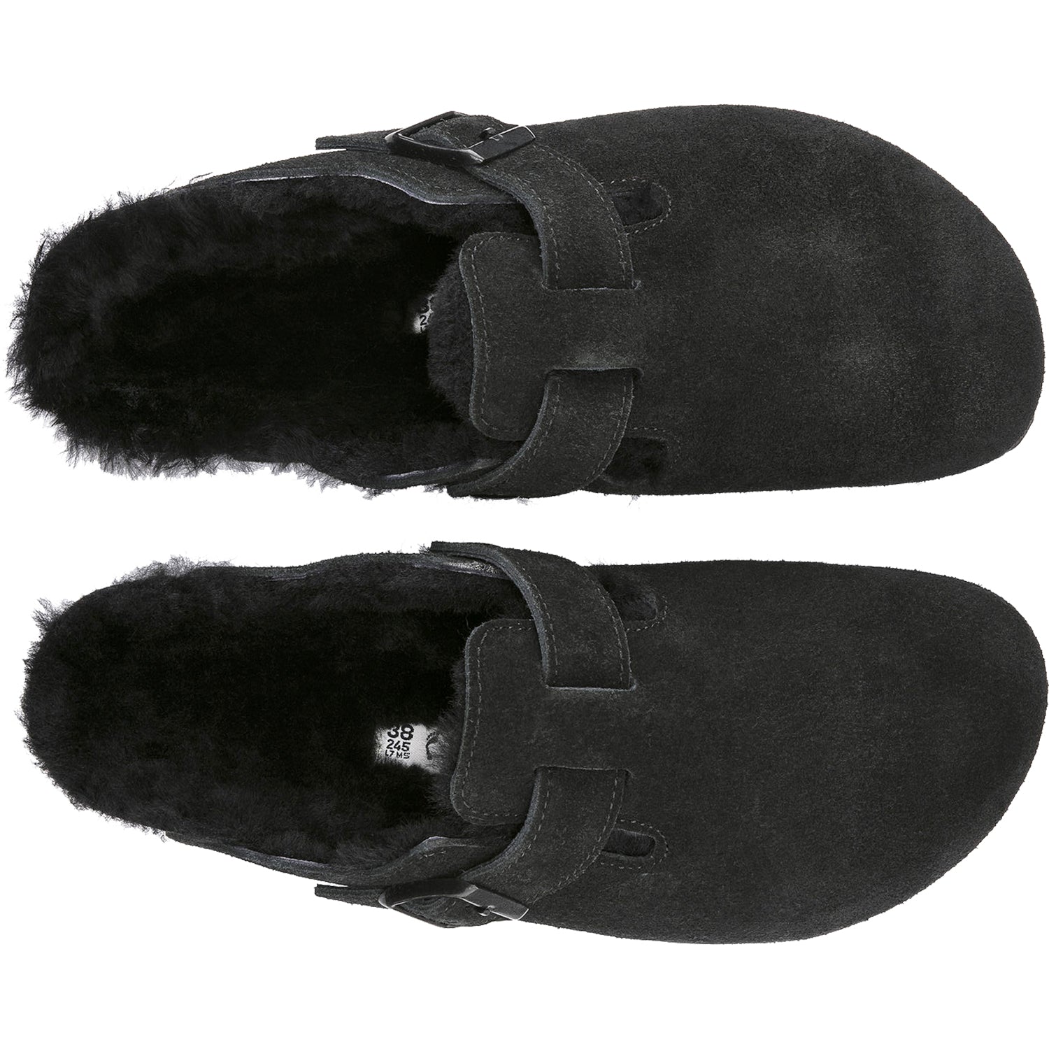 Birkenstock Boston Shearling Unisex Clogs Black Suede