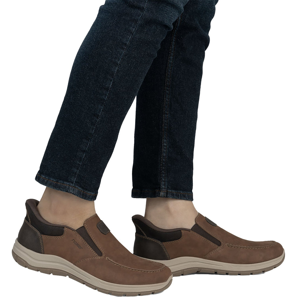 Rieker 03655-24 Hands-Free Men's Slip Ons Brown Leather