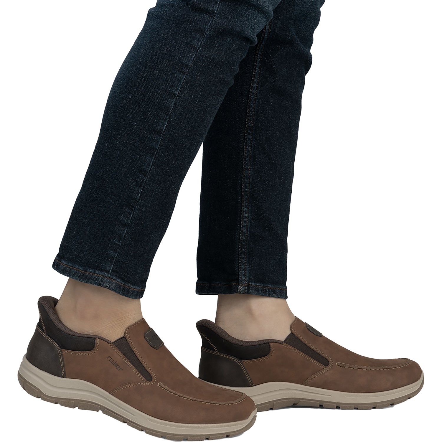 Rieker 03655-24 Hands-Free Men's Slip Ons Brown Leather