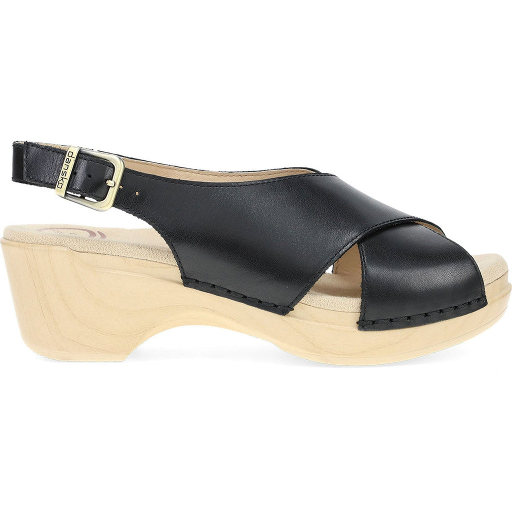 Dansko Sloane Women's Wedge Sandals Black Calf Leather
