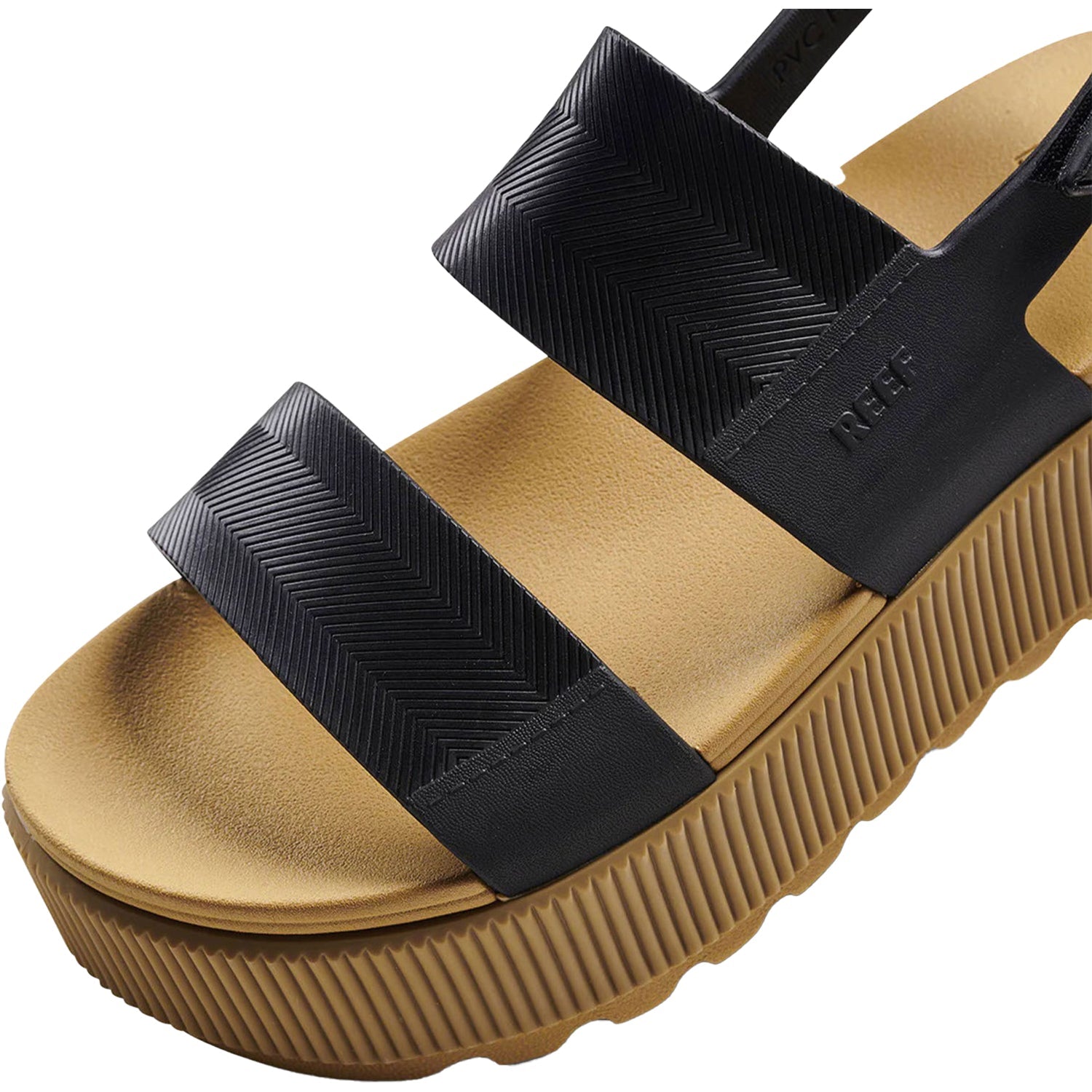Reef Water Vista Higher Women's Ankle Strap Platform Sandals Black/Tan