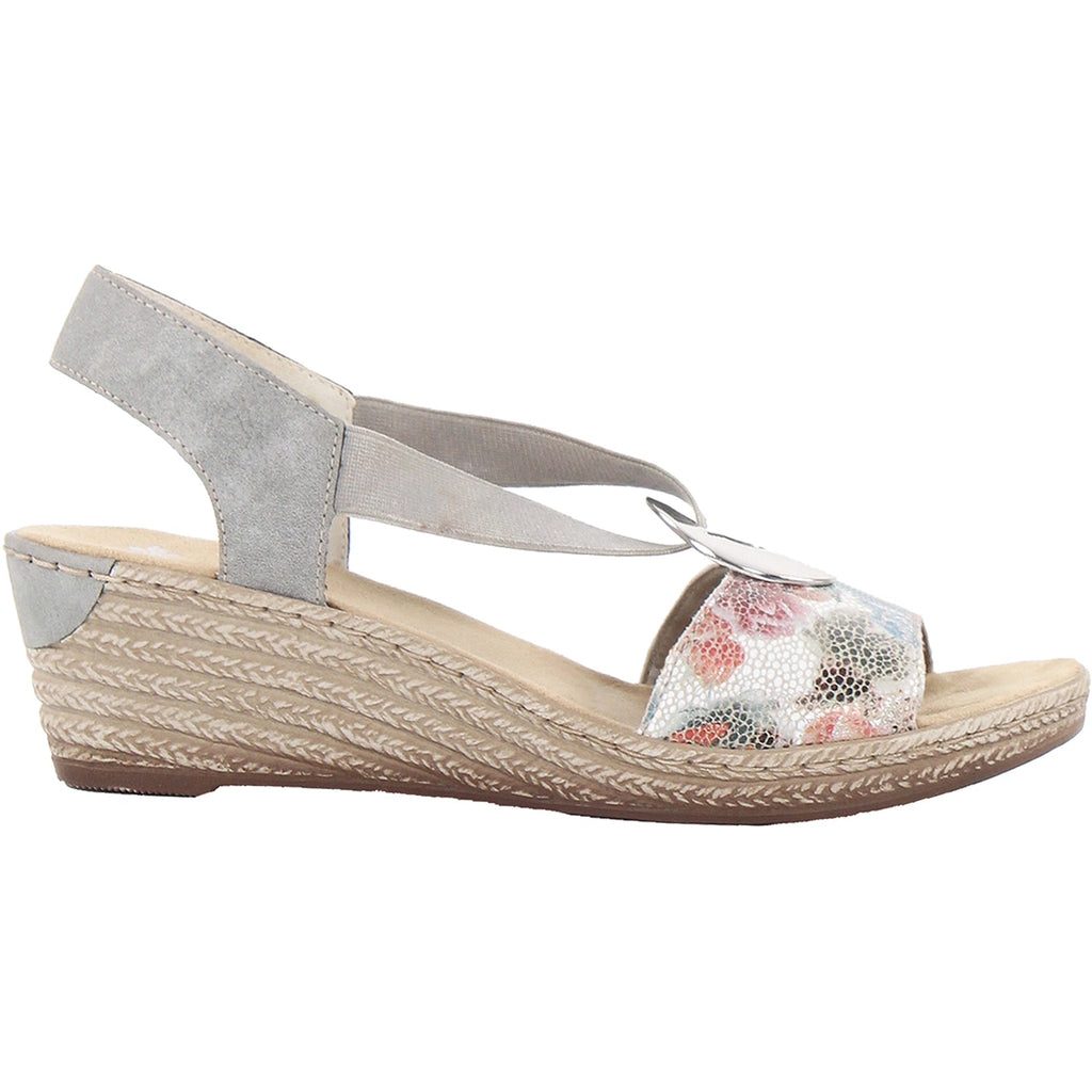 Rieker 624H6-90 Fanni H6 Women's Sandals White Multi/Cement Mosaic Synthetic
