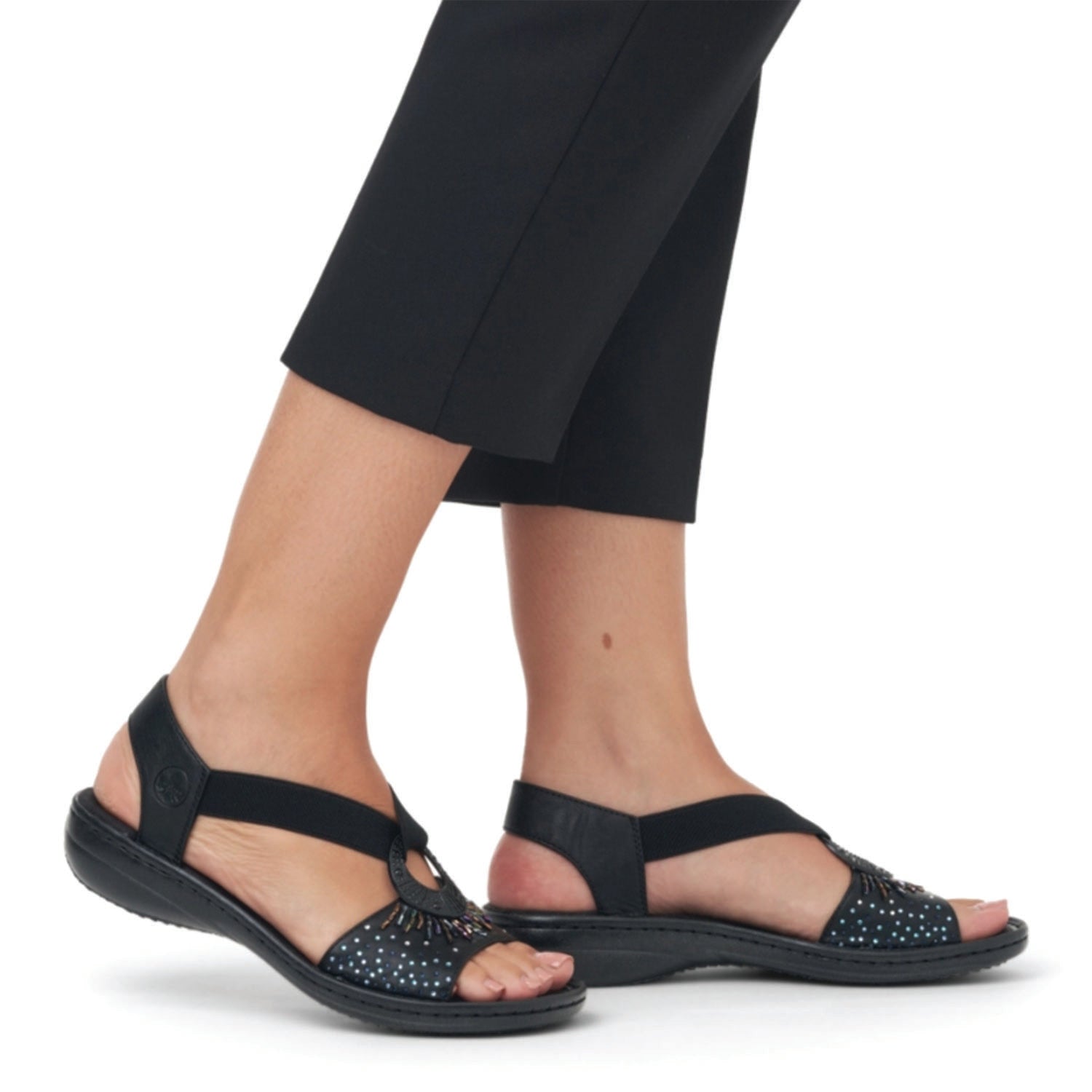 Rieker 60880-00 With Beads Women's Sandals Black W Beads Synthetic