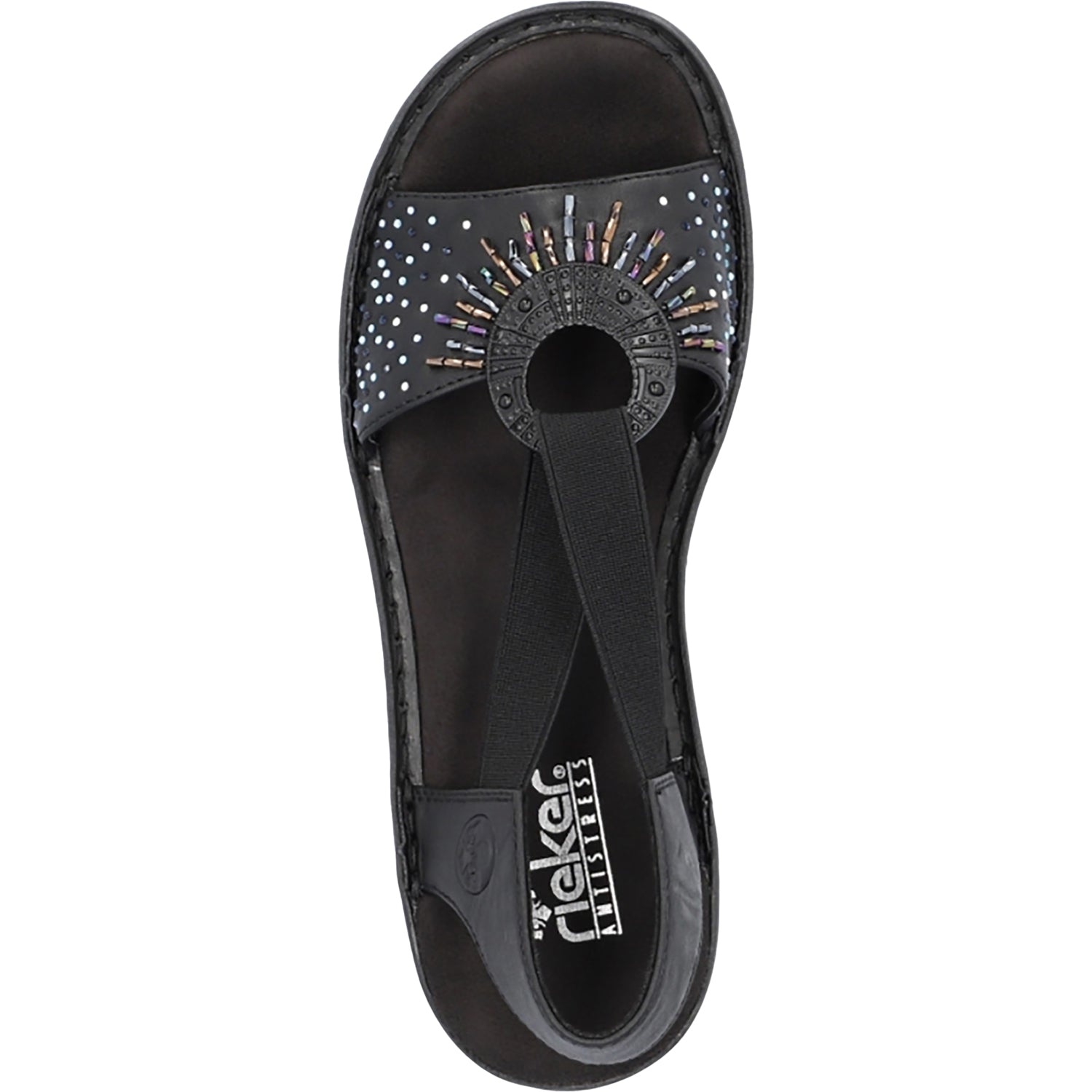 Rieker 60880-00 With Beads Women's Sandals Black W Beads Synthetic