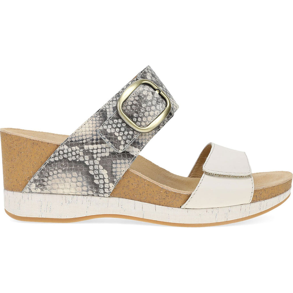 Dansko Shannon Women's Wedge Sandals Snake/Ivory Leather