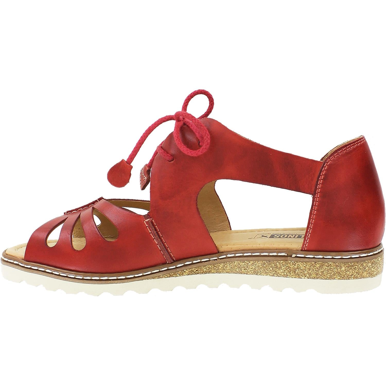 Pikolinos Alcudia W1L-0917 Women's Lace Up Shoes Sandals Coral Leather