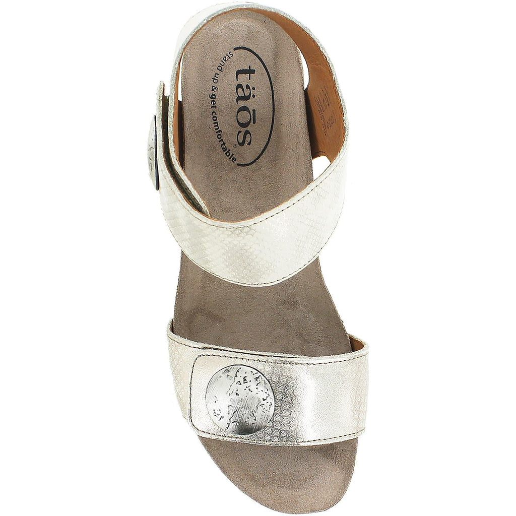 Taos Carousel 2 Women's Wedge Heel Sandals Silver Leather