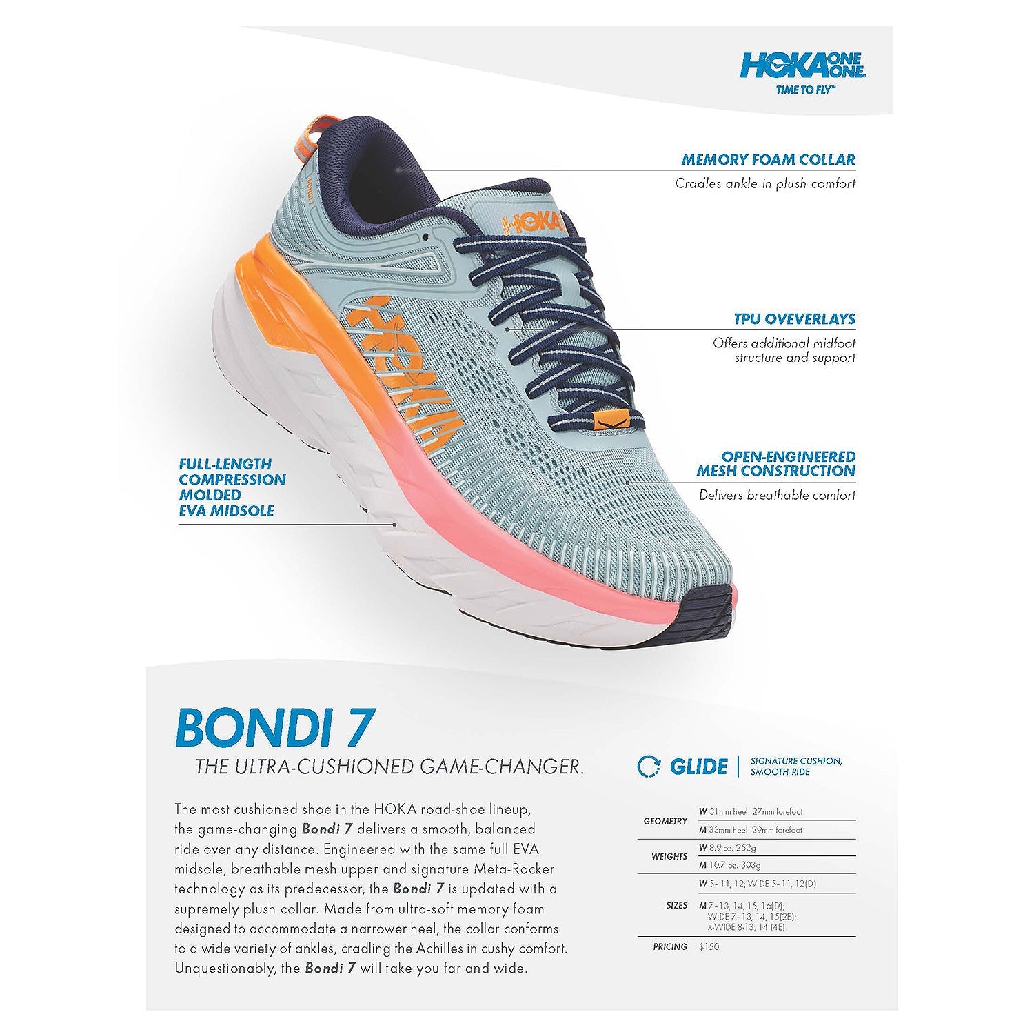 Hoka Bondi 7 (Neutral Support) Women's Running Shoes White/White Mesh