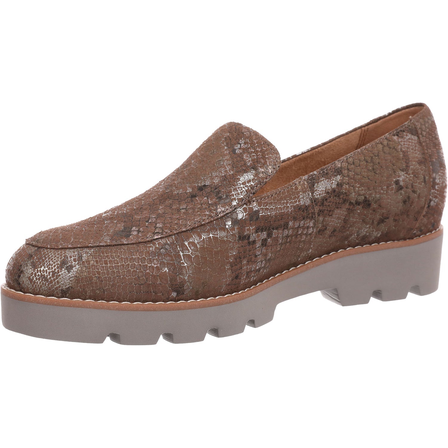 Vionic Kensley Women's Slip On Loafers Brown Metallic Snake Leather