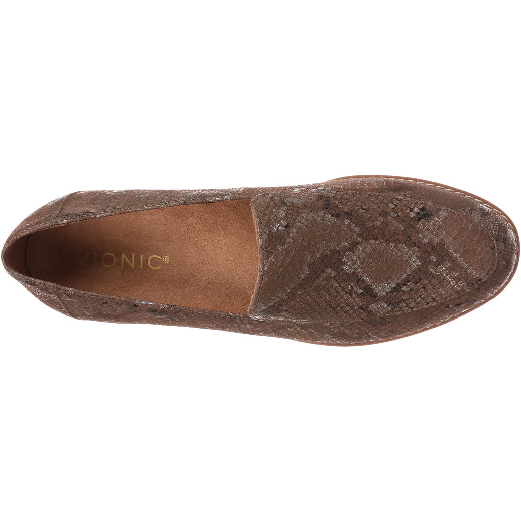Vionic Kensley Women's Slip On Loafers Brown Metallic Snake Leather