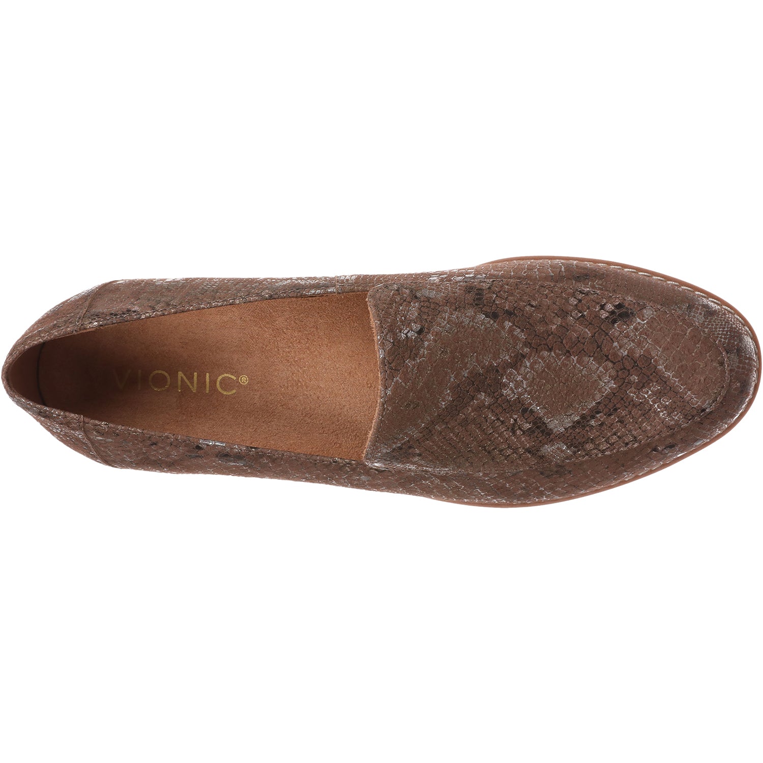 Vionic Kensley Women's Slip On Loafers Brown Metallic Snake Leather