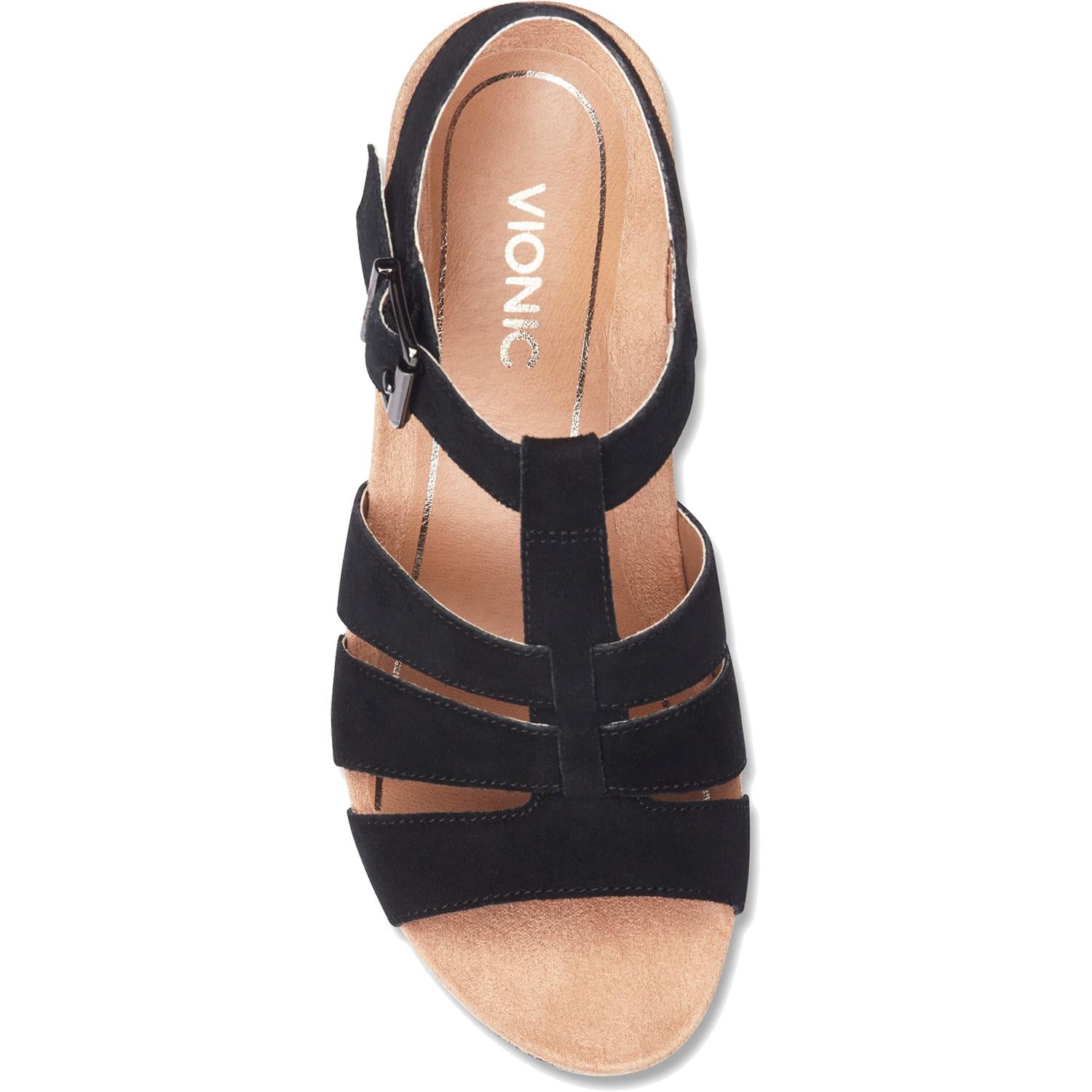 Vionic Tawny Women's Wedge Heel Sandals Black Suede