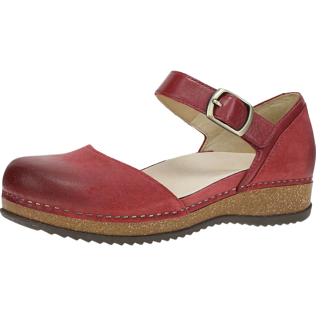 Dansko Mae Women's Mary Janes Traditional Red Burnished Suede
