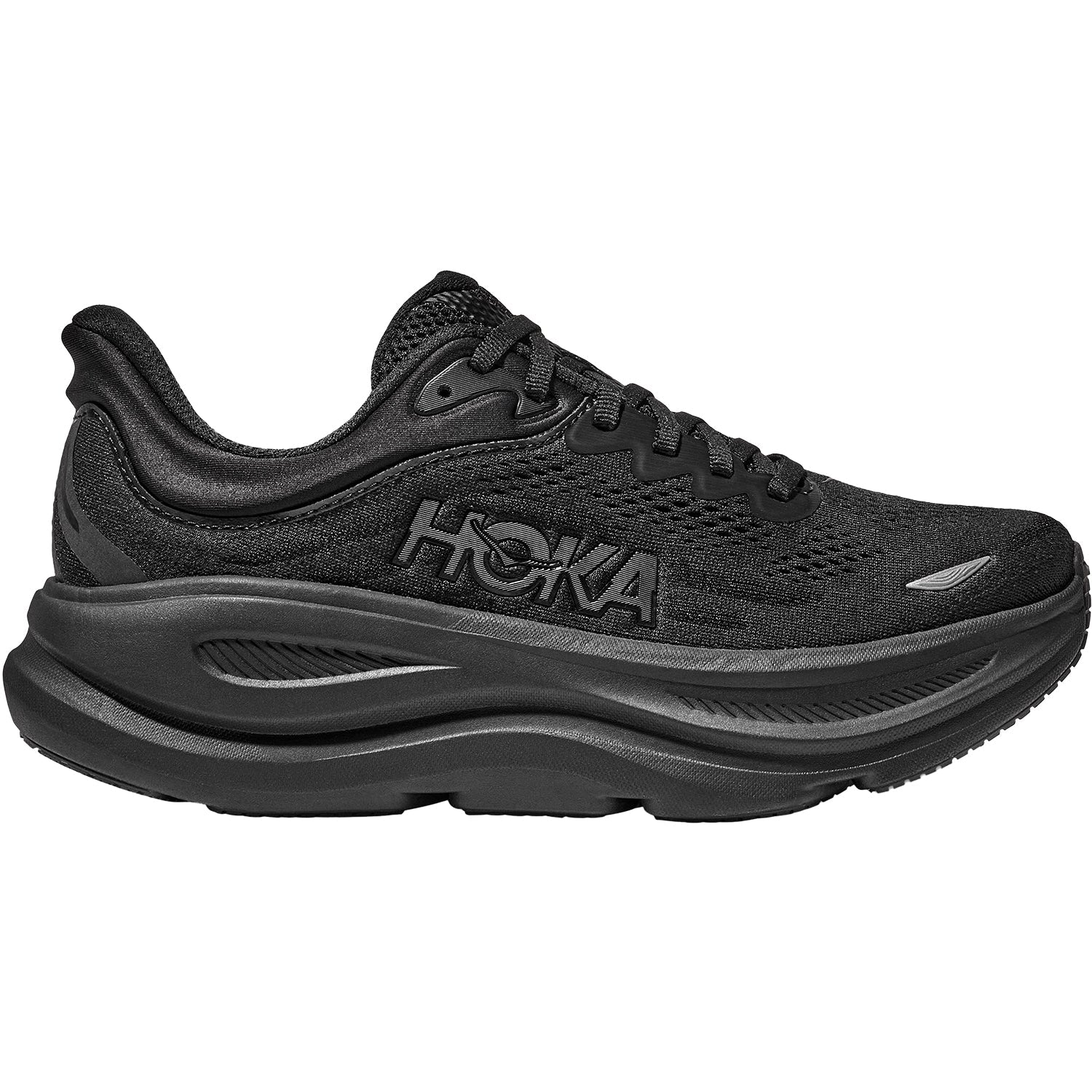 Hoka Bondi 9 (Neutral Support) Women's Athletic Shoes Black/Black Mesh
