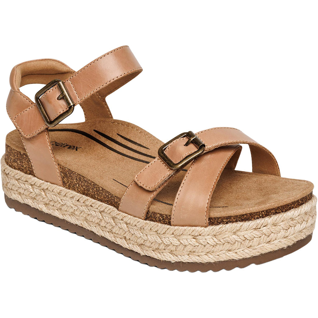 Aetrex Paula Women's Espadrille Sandals Aetrex Paula Camel Leather