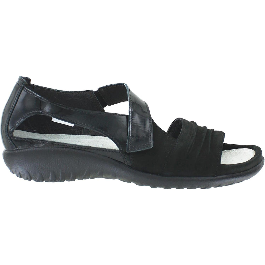 Naot Papaki Women's Sandals Black Patent/Black Velvet Leather