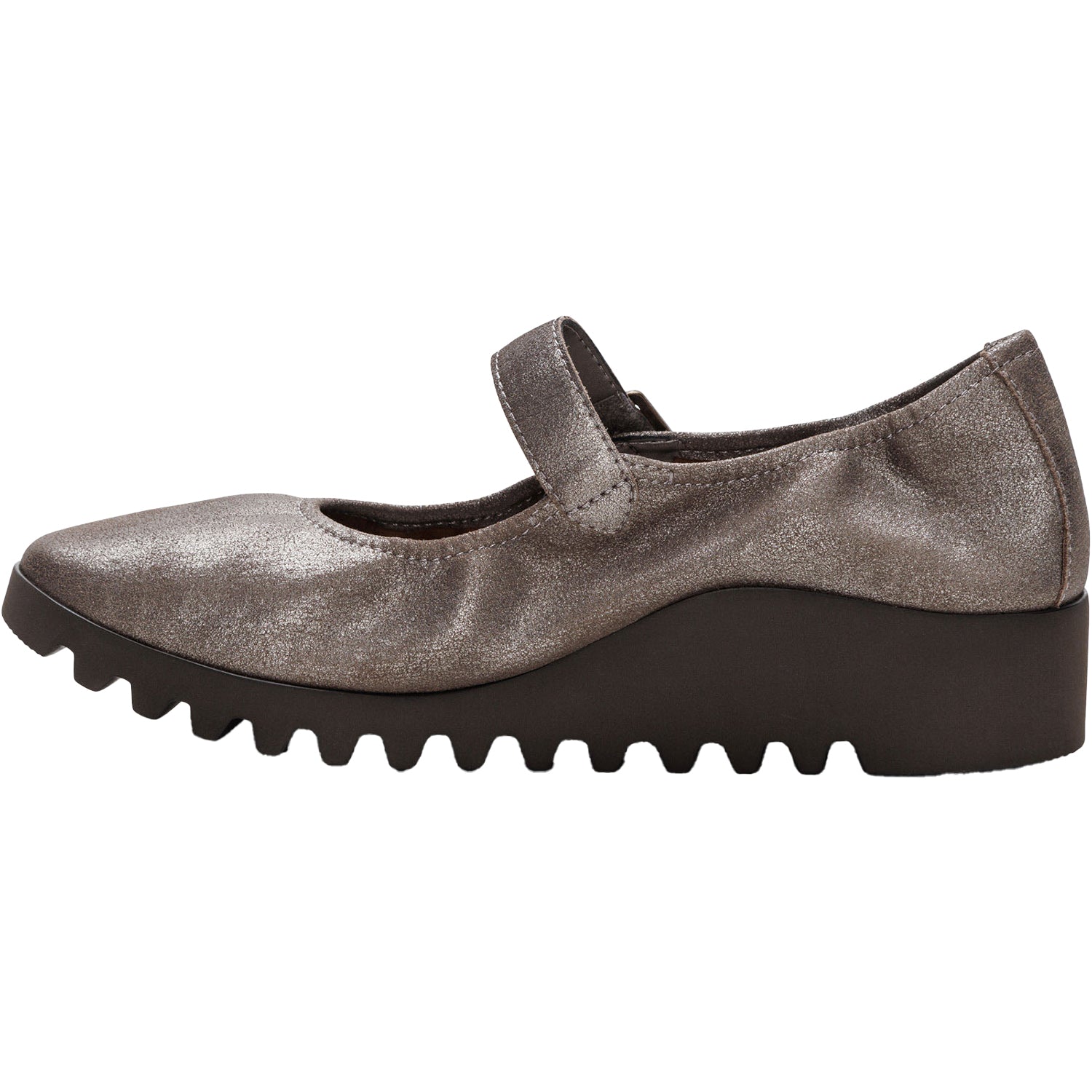 Aetrex Joanne Women's Mary Janes Brushed Silver Leather