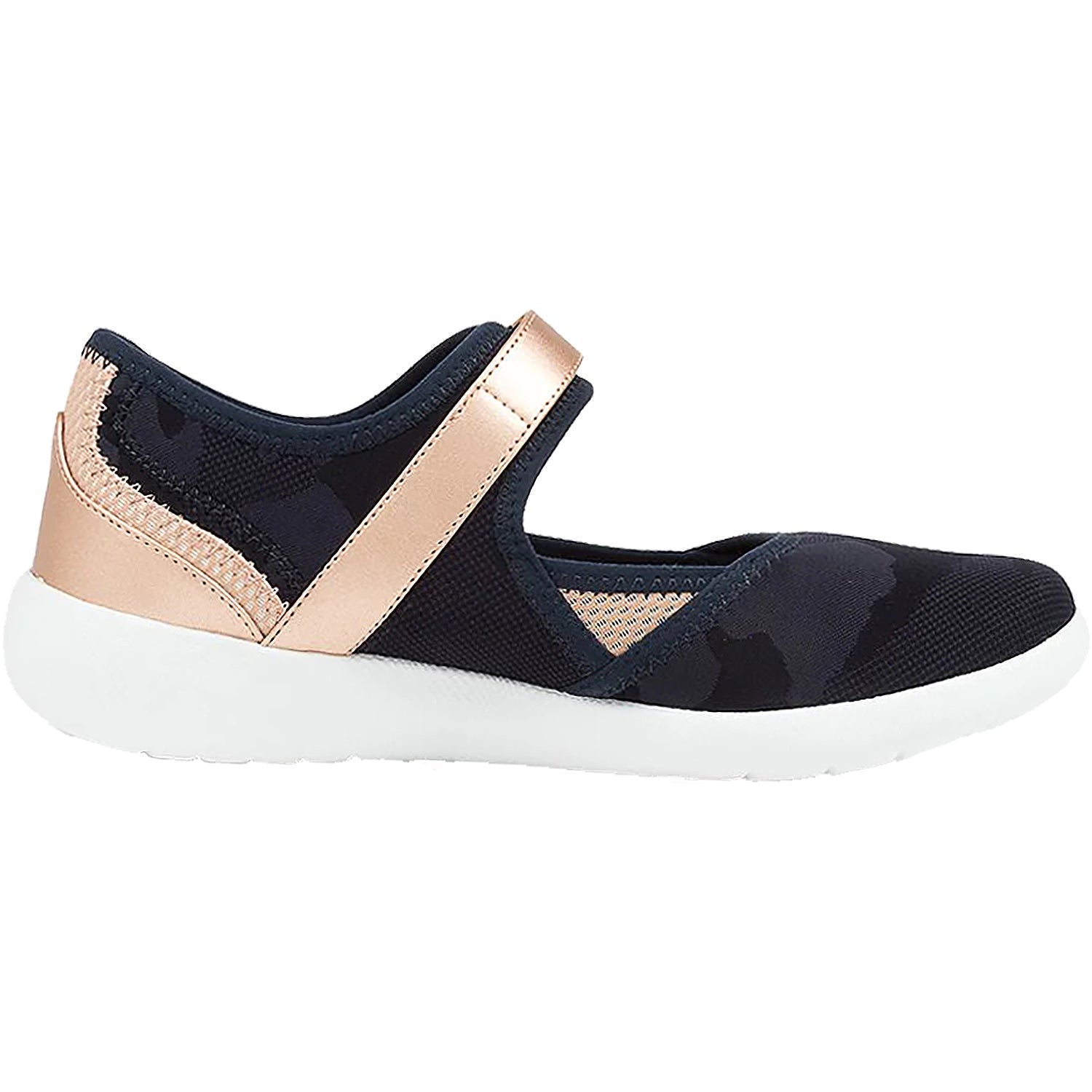 Ziera Ushery Women's Mary Janes Navy/Rose Gold Neoprene
