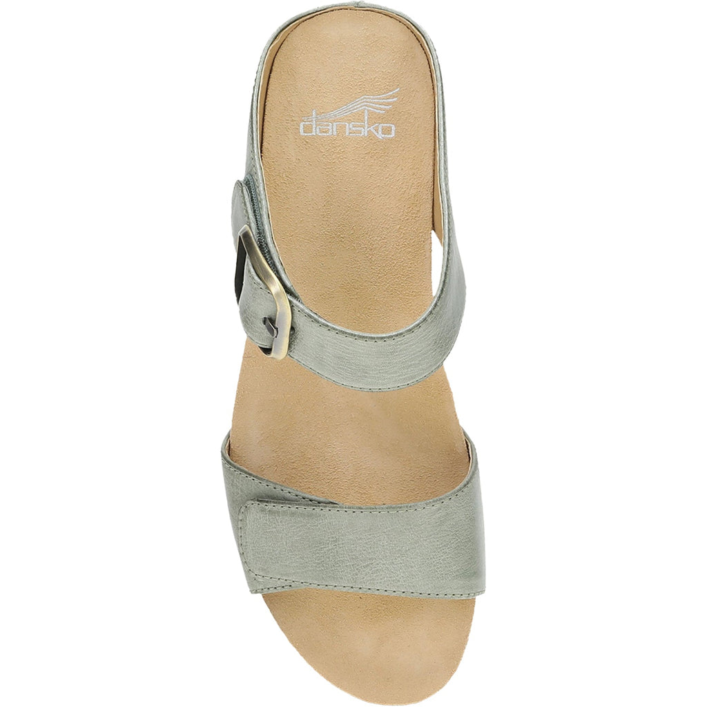 Dansko Tanya Women's Wedge Heel Slide Sandals Sage Milled Burnished Leather