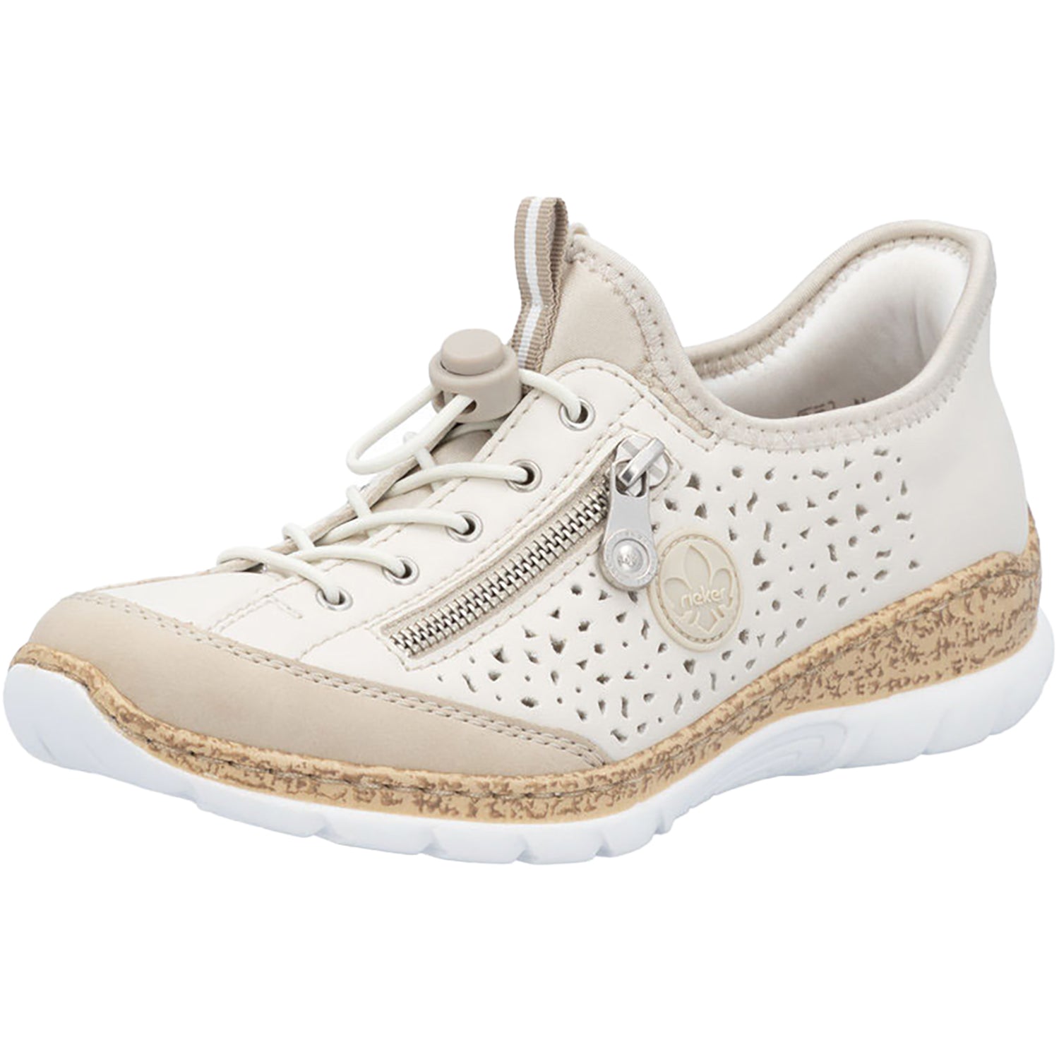 Rieker N42V3-60 Women's Slip Ons Sporty Perle/Porzellan Synthetic